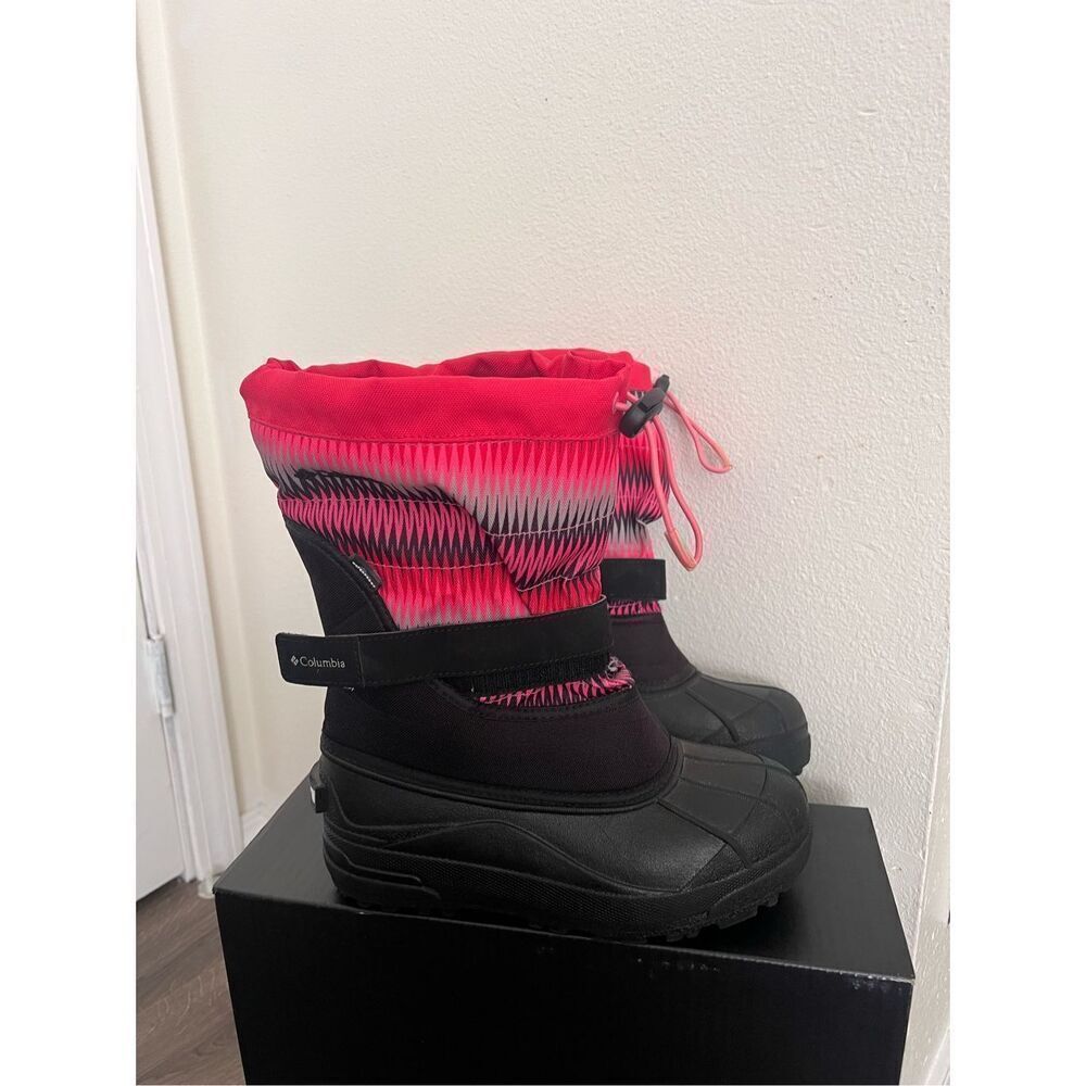 COLUMBIA Kid Snow Boots Insulated Waterproof Powderbug Plus II Red Black Sz 5